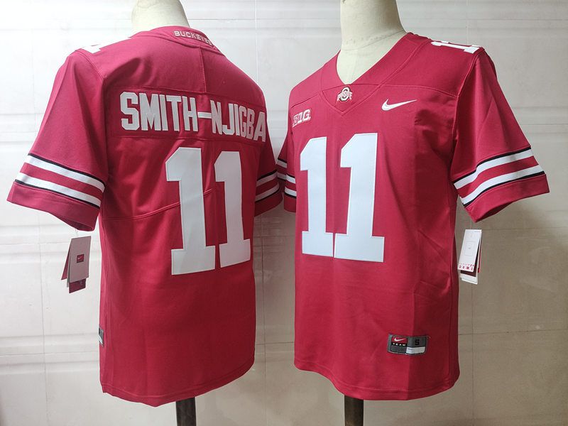 Men Ohio State Buckeyes #11 Smith-Njigba Red Nike 2025 NCAA Jersey->ncaa teams->NCAA Jersey